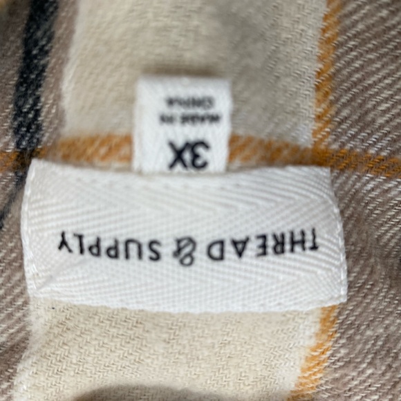 Thread & Supply Cream and Tan Plaid Shirt - Picture 2 of 2